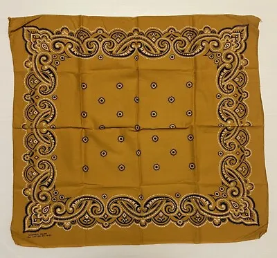 Vintage Bandana Washfast 60s USA Made  100% Cotton 21x21 Gold - RN 14193 • $12