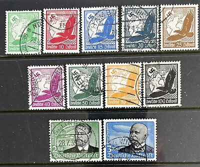 Germany Third Reich 1934 Eagle Over Globe + Lilienthal & Zeppelin Used • £3.28