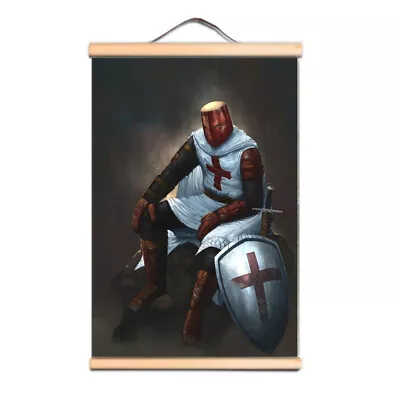 Masonic Knights Templar Flag Wall Hanging Painting Crusades Armor Warrior Poster • $25.50