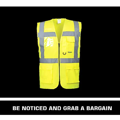 £5.40 • Buy Hi Vis Executive Vest Yellow Orange Id Pocket Zipped Hi Vis