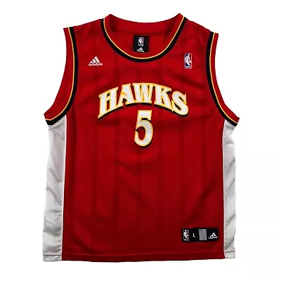 Adidas Basketball Jersey Youth Boy L Vintage Atlanta Hawks Josh Smith #5 NBA • $24.98