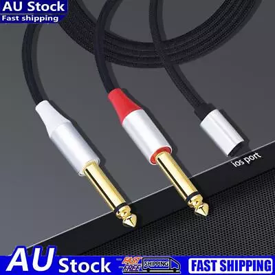 Male To Dual 6.35mm Audio Cable 1/4in Adapter Cable Y Splitter(For Lightning 2M) • $13.81