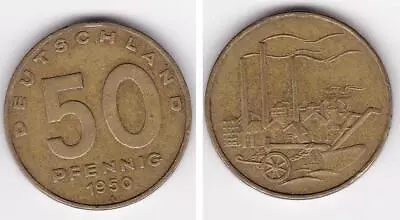 50 PFENNIG - GERMANY 1950 Embossing Site A (Berlin) 14 • £0.86