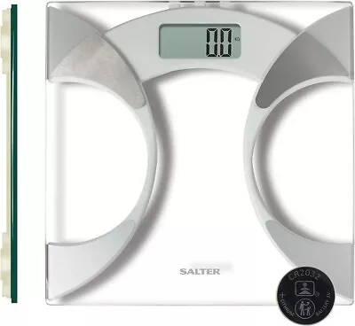 Salter 9141 WH3R Ultra Slim Analyser Body Fat Bathroom Scales - Glass • £9.99
