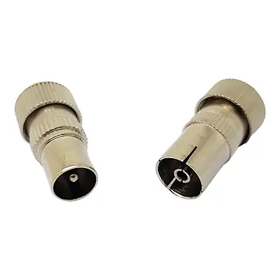 Coaxial TV Aerial Cable RF Connectors Coax Plug Male Female Metal Screw Type • £1.99