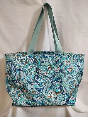 Vera Bradley Drawstring Family Tote Overnight Pool Travel Bag Blue Daisy Paisley • $28.99