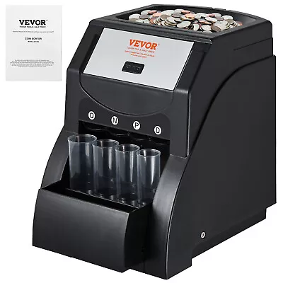 VEVOR USD Coin Sorter Coin Counter Wrapper And Roller 230 Coins/min 4 Coin Tubes • $47.69