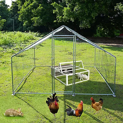 Heavy Duty Metal Walk-in Chicken Run Large Outdoor Coop Chicken Cage With Cover • £174.78