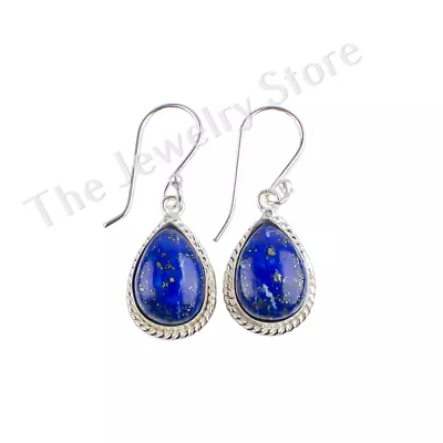 Natural Lapis Lazuli Gemstone 925 Solid Silver Statement Earrings Jewelry 1.40  • $11.19