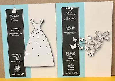 Memory Box Metal Cutting Dies LOT Of 2 Beaded Dress 99135 Butterflies 99136 • $18.49