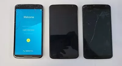 Lot Of 3 Cracked Glass Motorola Nexus 6 XT1103 32GB  #M03 • $75