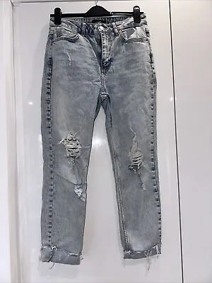 F&F Acid Wash Ripped Loose Fit Jeans Size 8 • £6.31