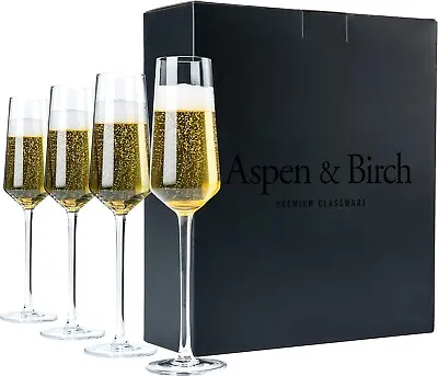 Set Of 4 - Classic Champagne Flutes  Premium Crystal (6 Oz) Mimosa Glasses • $16.89