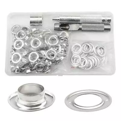 100Set 0.39 (10mm) Metal Grommet Kit Grommets Eyelets With Setting Tools For ... • $15.48