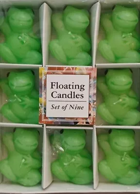 9 Pc Decorative Unscented Green Frog Shape Floating Candles Set • $2.75