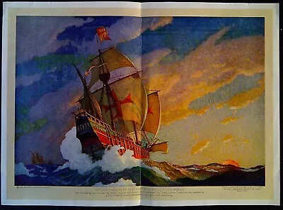 Beyond Uncharted Seas Columbus Finds A New World N.C. Wyeth Nat'l Geo. 1928 • $14.95