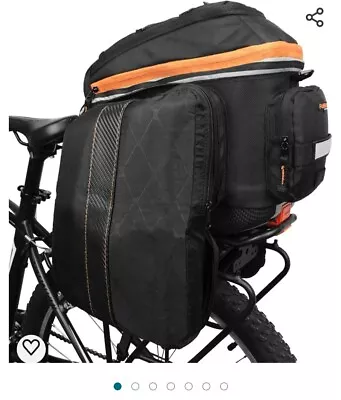 Ibera 2 In 1 PakRak Commuter Bicycle Trunk Bag With Expandable Panniers Clip On • $55