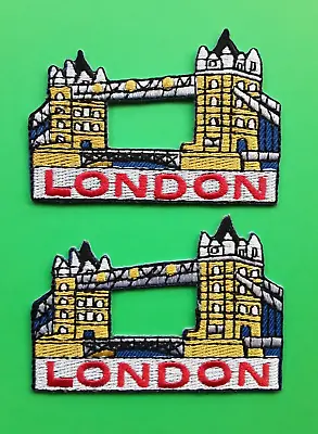 LONDON TOWER BRIDGE IRON OR SEW ON EMBROIDERED QUALITY PATCHES X 2 UK SELLER • £3.95