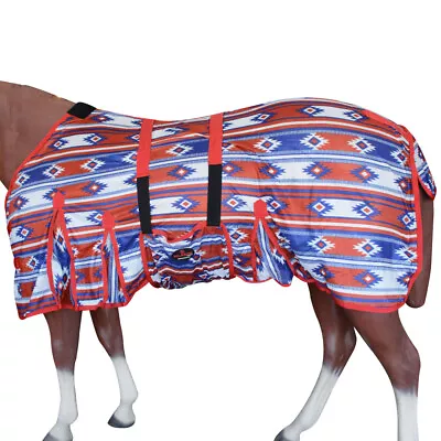 68AD Hilason Horse Fly Sheet Uv Protect Mesh Bug Mosquito Summer Red Aztec • $49