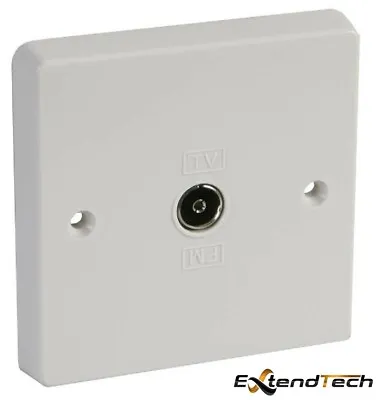 TV Aerial Socket Coaxial Coax Wall Face Plate White TV Point Single Gang TV / FM • £5.95