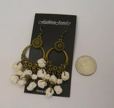 Fashion Jewelry Ladies White Monkey Knot Earrings Drop Dangle Hook Fasteners • $4