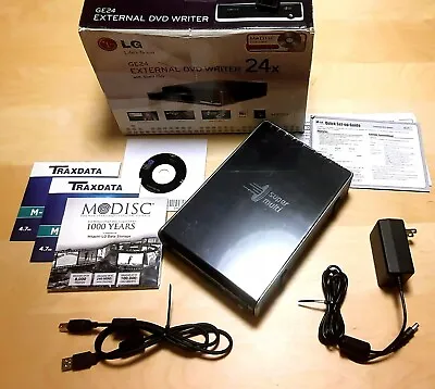 $38 • Buy LG GE24NU40 Super Multi External USB 2.0 24X DVD Writer + 3 M-Disc DVDs