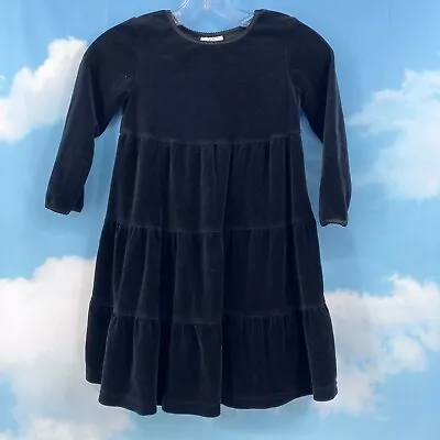 Hanna Andersson Girls Dress Size 110 Black Velvet Love To Twirl Tiered  • $14