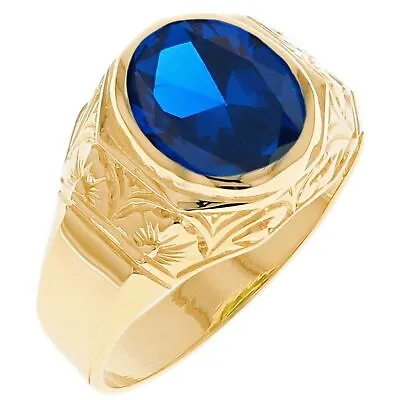 10k Or 14k Yellow Gold Majestic Simulated September Birth Month Mens Design Ring • $414.99