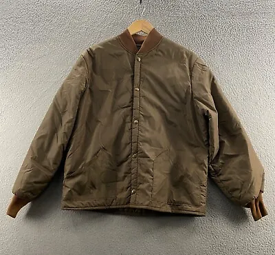 Vintage Cabelas Jacket Mens Large Brown Thinsulate 3M Bomber Lightweight Snap • $49.89