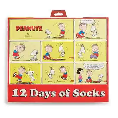 Men's PEANUTS 12 Days Of SOCKS Advent Calendar Snoopy Christmas Gift Lot • $33.98