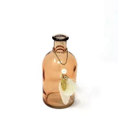 Bottle Vase Orange Coloured Glass And Tassel Festival Vibe Small Table Vase • £6.95