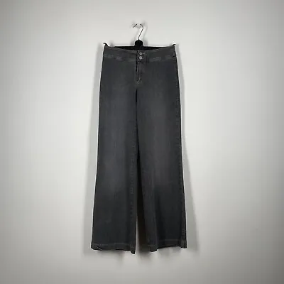 £32 • Buy MAC JEANS Women's Wide Leg Mid Rise Grey Two Back Pockets Vintage Denim 90s Y2K 