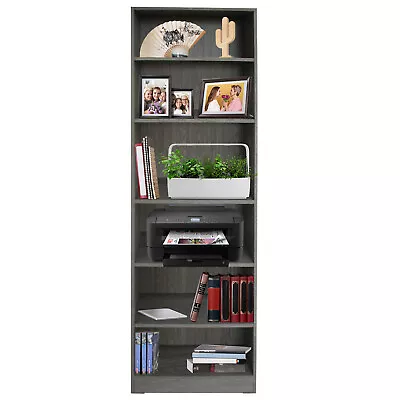 Bookcases Shelving Storage 6 Tier Tall Bookcase Adjustable Bookshelf Video Guide • £84.99