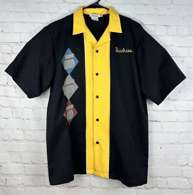 Vintage Cruisin USA Black & Yellow “Duchess” Bowling Shirt Men's Size Medium • $24.44