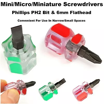 Mini Screwdriver Set Micro Miniature PH2 Bit 6mm Flathead Screwdrivers Hand Tool • £3.89