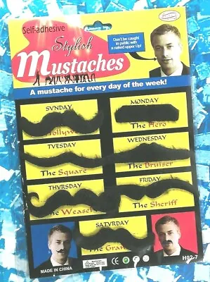 7 Piece Assortment Stylish Sick-On Mustache COSPLAY Mustaches • $8.95