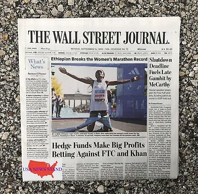 $7.99 • Buy Wall Street Journal - Monday September 25, 2023 (government Shutdown Fuels Late)