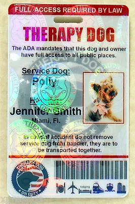 $26.95 • Buy Holographic Therapy Support Dog Id Card For Service Dog Ada Rated 0thr