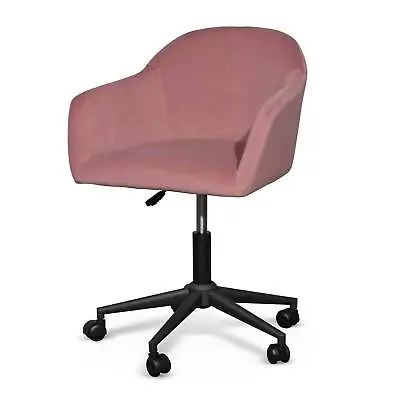 $115 • Buy Ex Display - Enoch Blush Velvet Office Chair - Black Base