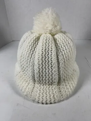 Betmar White Womens Pom Beanie Small Visor Bill Hat Cap Knit Clean  • $20.50