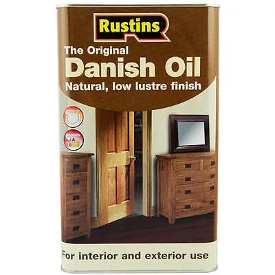 Danish Oil Rustins Original 5 Litre For All Types Of Wood - A Soft Lustre Finish • £75.15
