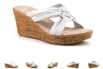 Onex Bethany Soft White Leather Wedge Sandal Women's Sizes 5-11/NEW!! • $119.95