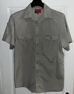 Men’s Craghoppers Nosilife Shirt Beige Outdoor Adventure Safari Short Sleeve M • £17.99