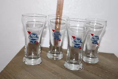 Set Of 4 Vintage Pabst Blue Ribbon Beer Glass 7oz Rare Collector Barware Cups • $40