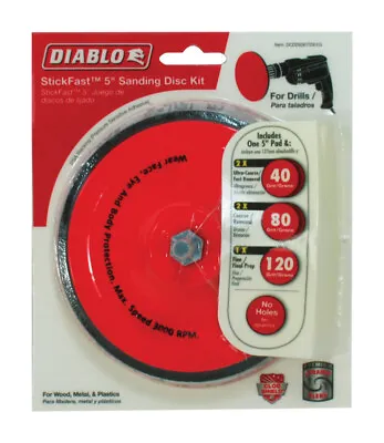 Diablo StickFast 5in Ceramic Blend Adhesive Sanding Disc Kit Assorted 6 Pc • $10.99