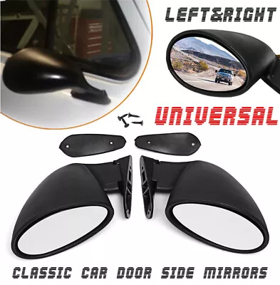 1Pair Universal Car Classic Door Wing Side View Mirror W/Gaskets Vintage Black • $35.61