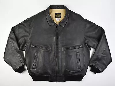 Vintage 1992 AVIREX U.S. Air Force Type G-2 Black Leather Jacket XL • $159