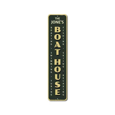 Boat House Vertical Sign Personalized Family Name Sign Metal Wall Decor • $34.87