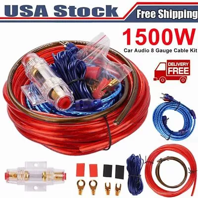 Audio Cable Kit 1500W Amp Amplifier Install RCA Subwoofer Sub Wiring 8 Gauge • $7.99