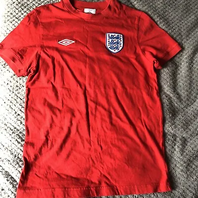 £14.99 • Buy England Away Red Football Shirt 2010/2012 Boys 156cm South Africa Umbro VINTAGE
